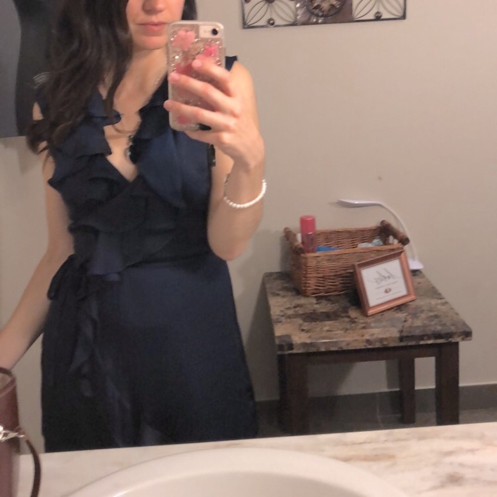 Revolve Bardot Navy Dress